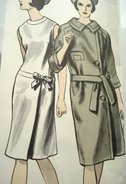 1960s CLASSY PIERRE CARDIN Elegant Dress and Coat Pattern VOGUE PARIS Original 1443 Bust 32 Vintage Sewing Pattern