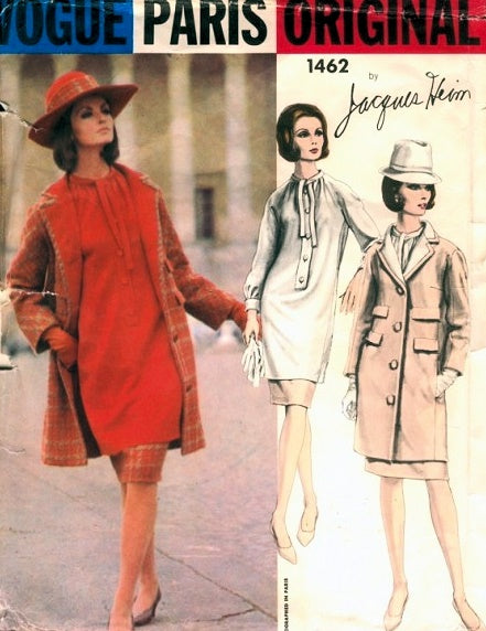 STYLISH 1960s Tunic Dress and Coat VOGUE Paris Original 1462 by JACQUES HEIM Bust 38 Vintage Sewing Pattern