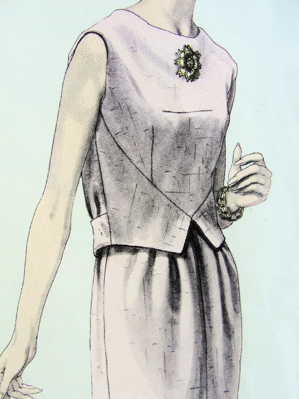 1960s SIMONETTA Dress Pattern Vogue Couturier Design 1466 Vintage Sewing Pattern Unique WaistCoat Creates 2 Pc Effect  Dress Bust 32 FACTORY FOLDED