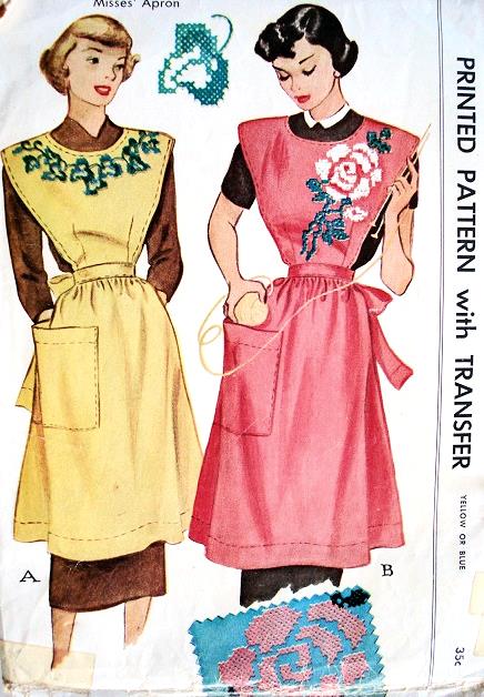 1940s LOVELY Full Bib APRON Pattern MCALL 1469 Includes Embroidery Transfer Vintage Sewing Pattern FACTORY FOLDED