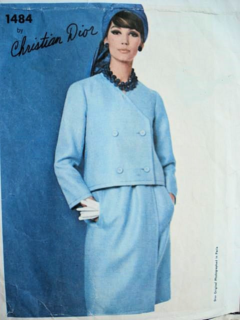 1960s DIOR Dress and Jacket Pattern VOGUE  PARIS ORIGINAL 1484 Classy Day or After 5 Christian Dior Bust 32 Vintage Sewing Pattern