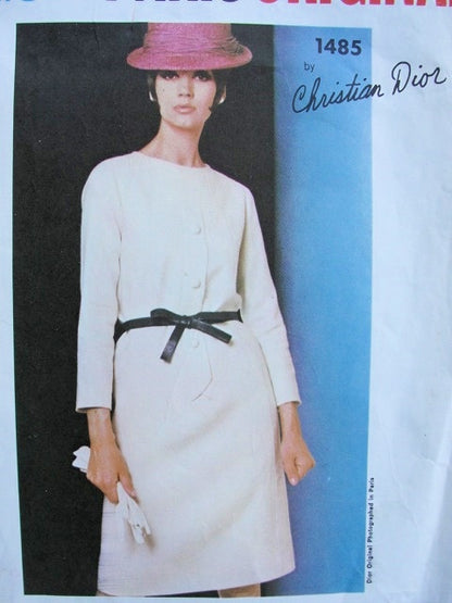 1960s CLASSY DIOR SLIM DRESS PATTERN VOGUE PARIS ORIGINAL 1485
