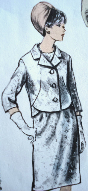 1960s CLASSY Jo Mattli Slim Dress and Jacket Pattern VOGUE COUTURIER DESIGN 1498 Elegant Day or Cocktail Party Evening Dress Bust 34 Vintage Sewing Pattern