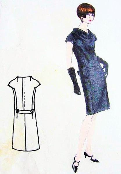 1960s CLASSY Draped Cowl Neck LAROCHE Dress Pattern VOGUE Paris Original 1506 Daytime or Cocktail Party Dress Bust 31 Vintage Sewing Pattern
