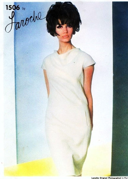 1960s CLASSY Draped Cowl Neck LAROCHE Dress Pattern VOGUE Paris Original 1506 Daytime or Cocktail Party Dress Bust 31 Vintage Sewing Pattern