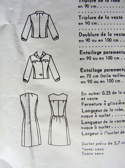 1960s Stylish Ronald Paterson Dress and Jacket Pattern Easy Day or After 5  Style Vogue Couturier Design 1514 Vintage Sewing Pattern Bust 32 UNCUT With Vogue Sew In Label