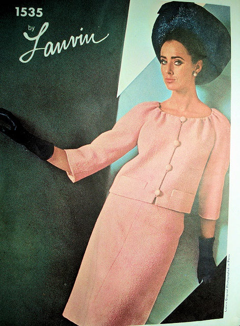 CLASSY 1960s VOGUE PARIS Original 1535 Lanvin 2 Pc Dress Pure Elegance Bust 36 Vintage Sewing Pattern