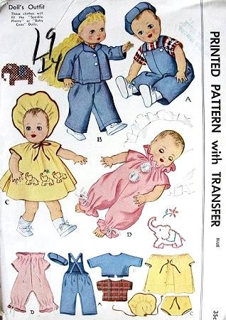 1950s ADORABLE Baby Doll Clothing Pattern McCALL 1549  Sparkle Plenty or Baby Coos 18 Inch Baby Dolls  UNCUT