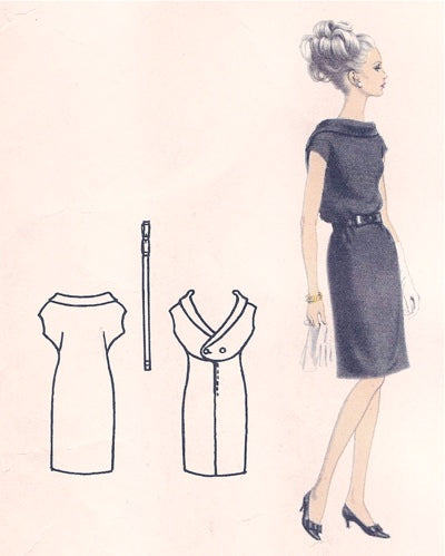 1960s SIZZLING Jacques Heim Dress Pattern VOGUE Paris Original 1574 Low Back Surplice Style Bias Roll Front Neckline Lovely Cocktail Evening Dress Bust 32 Vintage Sewing Pattern