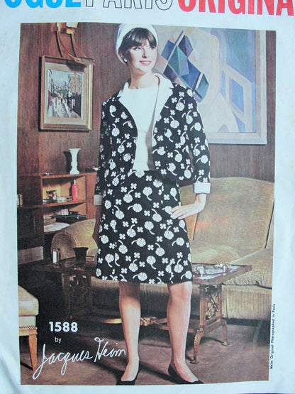 1960s Mod Dress and Jacket Pattern Jacques Heim Designer Vogue Paris Original 1588 Vintage Sewing Pattern Bust 34