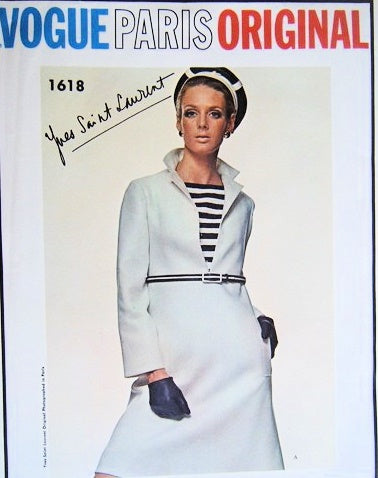 FAB 1960s Yves Saint Laurent YSL Dress Pattern VOGUE Paris Original 1618  Lovely Design Bust 34 Vintage Sewing Pattern