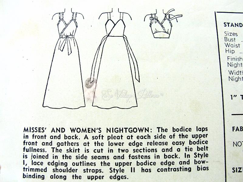1940s PIN UP Style Nightgowns Lingerie Pattern SIMPLICITY 1627 Glam Surplice Bodice Figure Flattering Bias Cut Vintage Sewing Pattern Bust 34