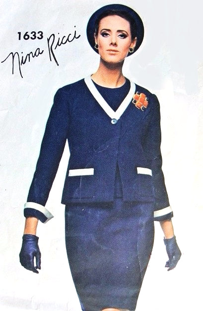 1960s NINA RICCI 2 Pc Slim Dress and Jacket VOGUE PARIS ORIGINAL 1633 Classy Day or Cocktail Evening Bust 32 Vintage Sewing Pattern
