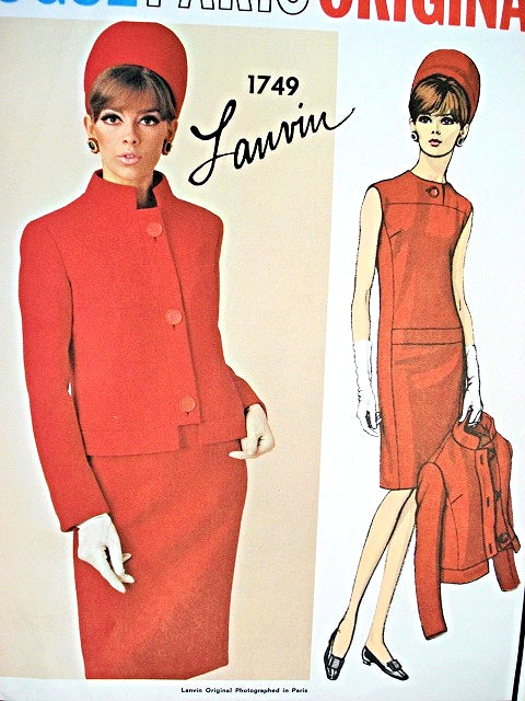 1960s CLASSY Slim Dress and Jacket LANVIN Pattern VOGUE PARIS ORIGINAL 1749  Daytime or Cocktail Dinner Size 10 Vintage Sewing Pattern