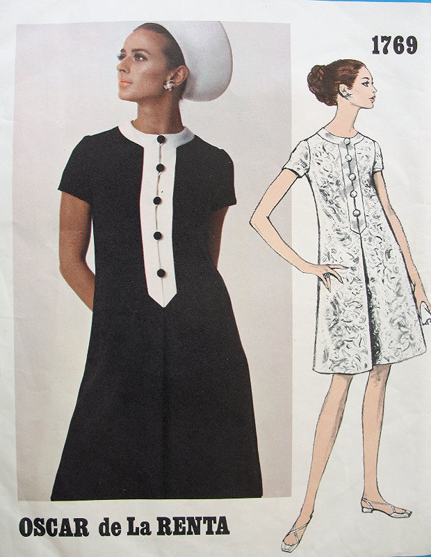 1960s Oscar de La Renta Dress Pattern Vogue Americana 1769 A Line Inverted Front Pleat Vintage Sewing Pattern Bust 32 or 36 Available