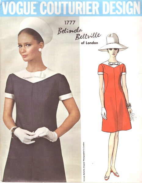1960s PRETTY Dress Pattern VOGUE Couturier Design 1777 Belinda Bellville Bust 38 Vintage Sewing Pattern Uncut