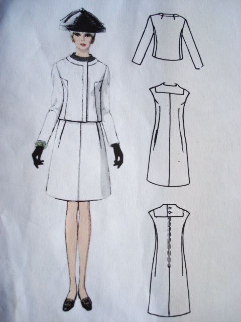 1960s BELINDA BELLVILLE Striking Dress and Jacket Pattern VOGUE COUTURIER DESIGN 1795 Day or Cocktail A Line Dress  and Fitted Jacket Bust 31 Vintage Sewing Pattern