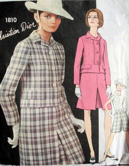 60s Mod DIOR 3 Pc Suit Pattern VOGUE PARIS ORIGINAL 1810 Lovely Jacket Design Bust 31 Vintage Sewing Pattern