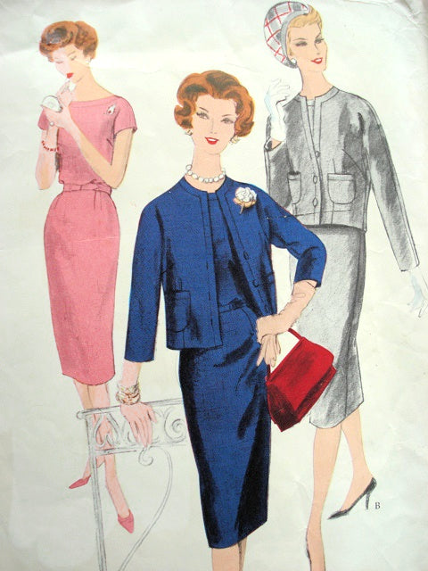1950s Classy Slim Dress and Jacket Pattern VOGUE COUTURIER DESIGN 183 Daytime or After 5 Bust 32 Vintage Sewing Pattern