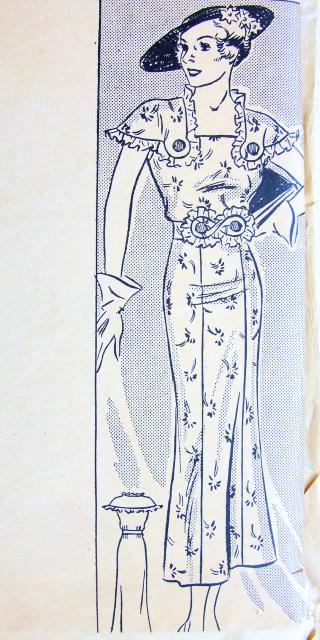 1930s ROMANTIC Dress Pattern ANNE ADAMS 1858 Beautiful Garden Party Dress, Bust 40 , Vintage sewing Pattern FACTORY FOLDED