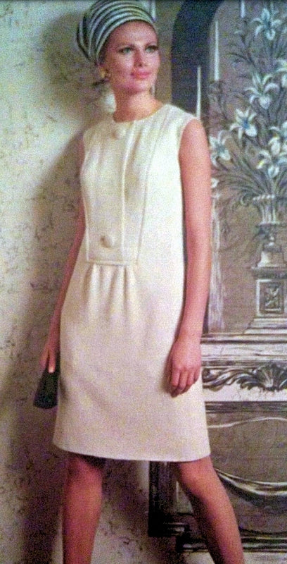 1960s SYBIL CONNOLLY Slim Dress Pattern Jewel Neckline Perfect Day or Cocktail After 5 Dress Vogue Couturier Design 1876 Vintage Sewing Pattern