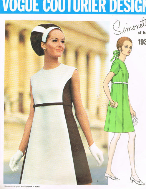 1960s MOD Simonetta Color Block A Line Dress Pattern VOGUE COUTURIER DESIGN 1930 Bust 32 Vintage Sewing Pattern