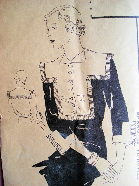 Rare 1930s ART DECO Collar and Cuffs Pattern VOGUE Pattern Book April-May 1935 Insert, Great For Dresses, Suits, Vintage Sewing Pattern