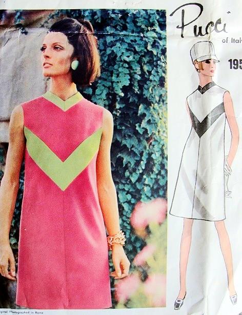 1960s MOD PUCCI High Fitting MOD Dress Pattern VOGUE COUTURIER DESIGN 1955 V Shaped Neckline Bust 34 Vintage Sewing Pattern