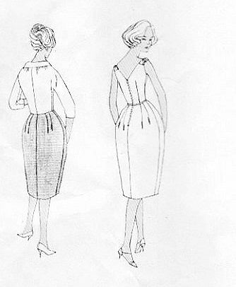 1950s CLASSY Cocktail Dress and Jacket Pattern VOGUE COUTURIER Design 199 Low V Neckline Bell Shape Skirted Evening Dress Bust 34 Vintage Sewing Pattern +Label