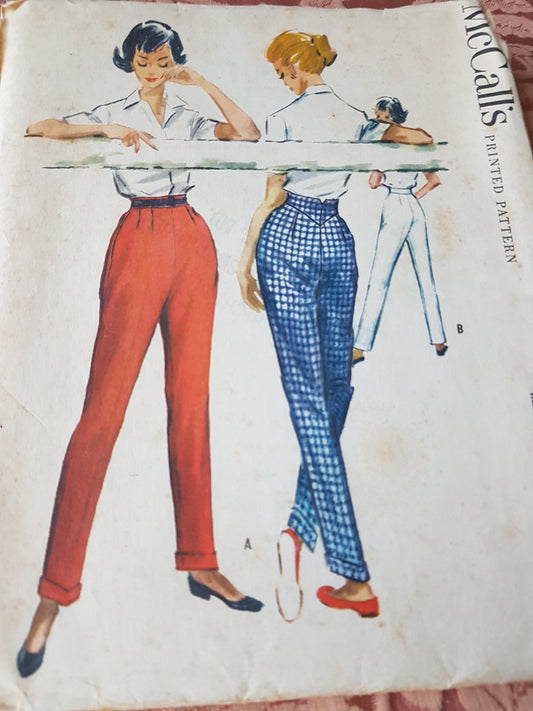 1950s STYLISH High Waist Ladies Pants Slacks Pattern McCALLs 4536  Classic 50s Tailored Pants For Women, Waist 30 Vintage Sewing Patterns FF