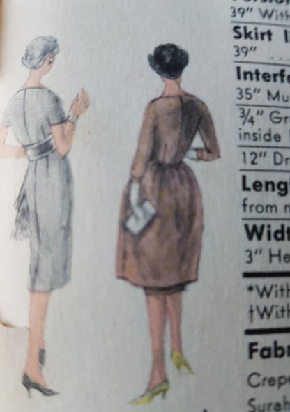 Late 50s STUNNING Cocktail Party Evening Dress Pattern VOGUE Special Design 4965 Two Beautiful Style Versions, Wide Low V Necklines, Bust 32 Vintage Sewing Pattern FF