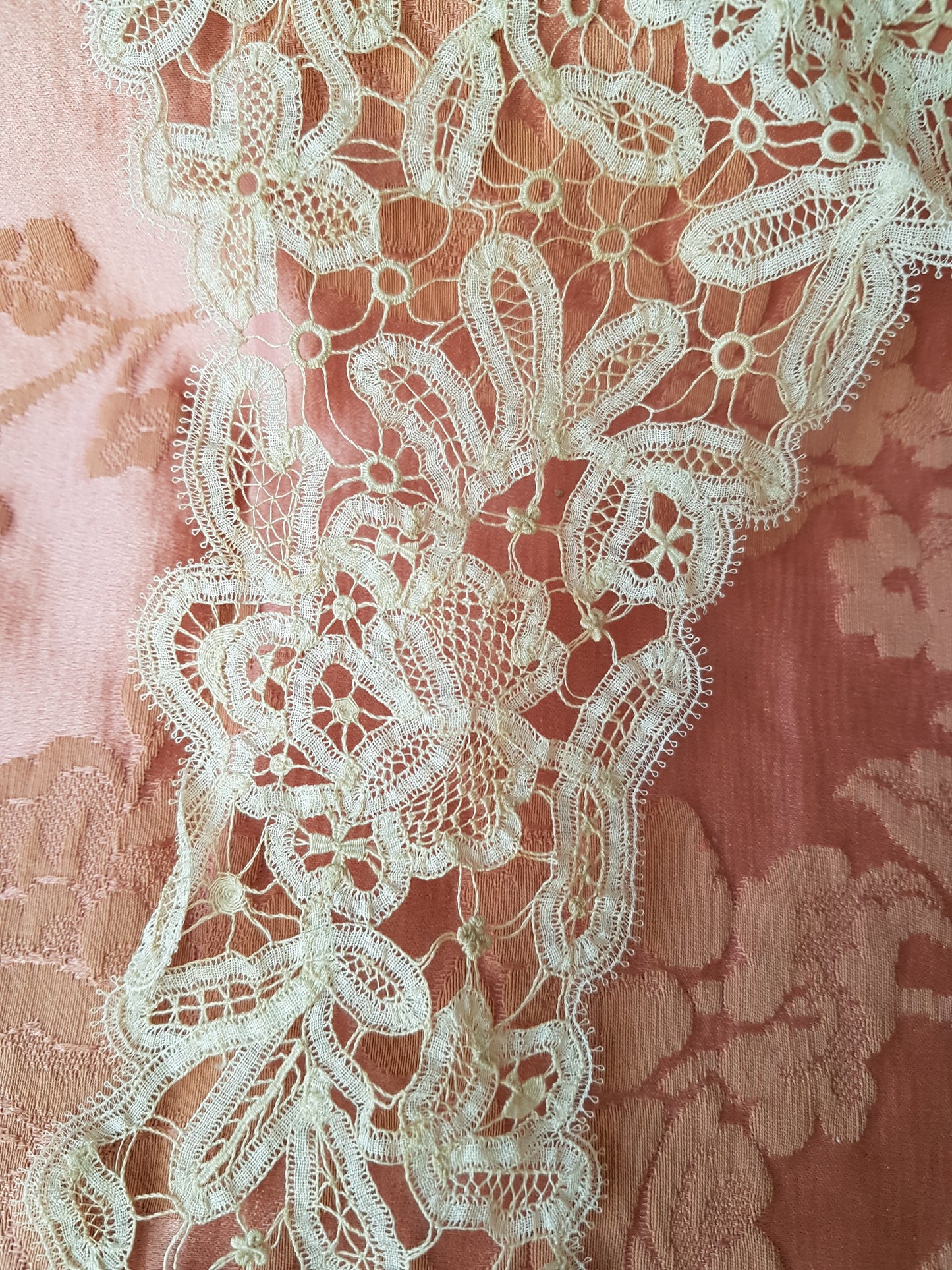Antique Large Lace Collar Appliques,Edwardian,Creamy Off white Lace,Very Fine Lace,Wedding Gown, Heirloom Sewing,Collectible Lace