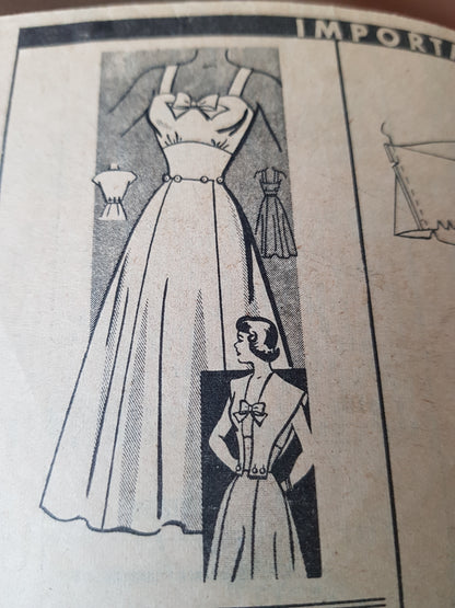 Late 1940s BEAUTIFUL Sun Dress and Capelet Pattern, ANNE ADAMS 4915 Lovely Figure Flattering Design Bust 32 Vintage Sewing Pattern