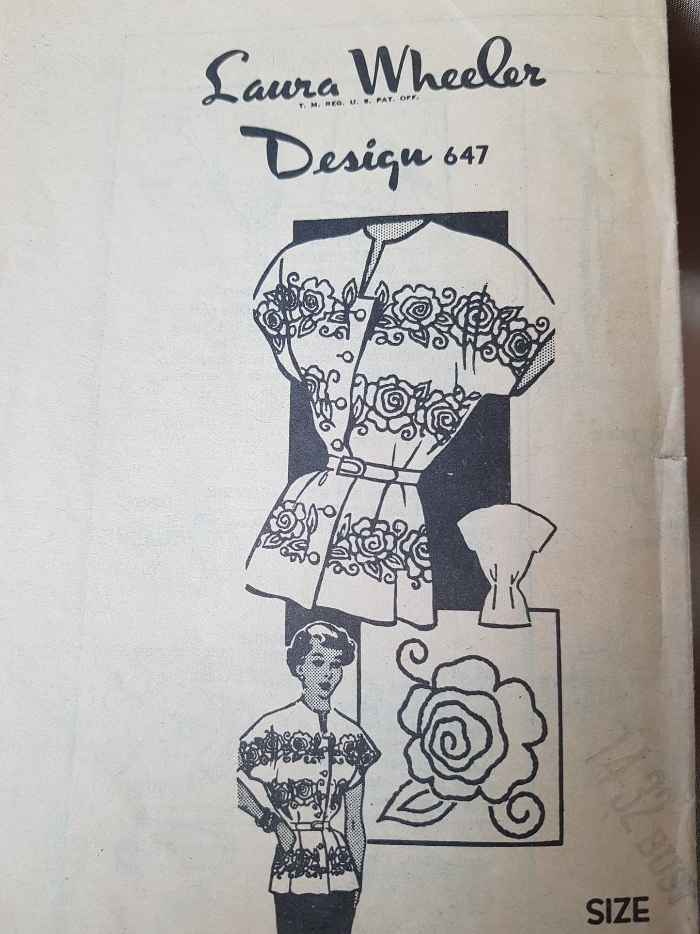 1950s LOVELY Blouse Pattern Laura Wheeler Design 647 Overblouse, Front Button, Bust 32 Embroidery Transfer Included,Vintage Sewing Pattern