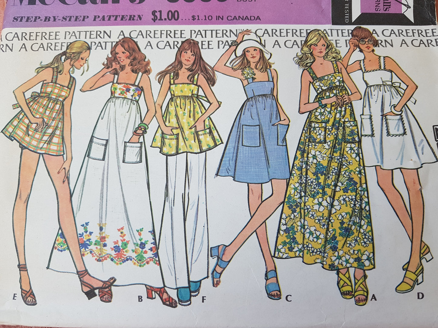 1970s CUTE Smock Sundress or Top and Bloomers Pattern McCALLS 3559 3 Lengths Baby Doll Style Sun Dress, Bust 34 Vintage Sewing Pattern