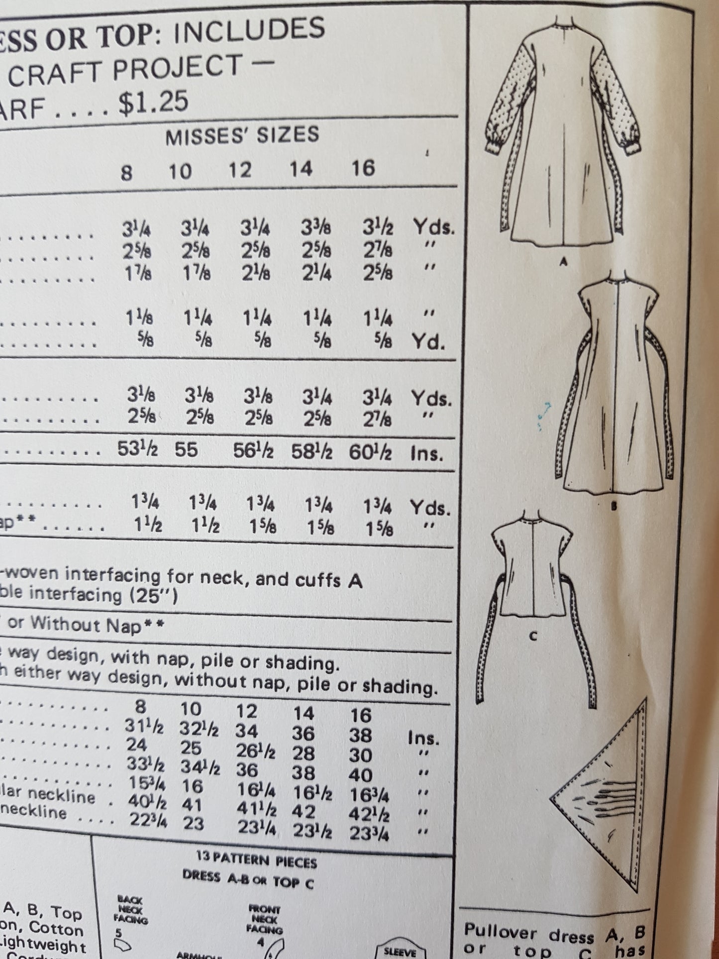 CUTE 1970s Dress or Jumper,Top and Head Scarf Pattern McCALLS 4909 Sew For Fun Pattern Bust 34 Vintage Sewing Pattern FF