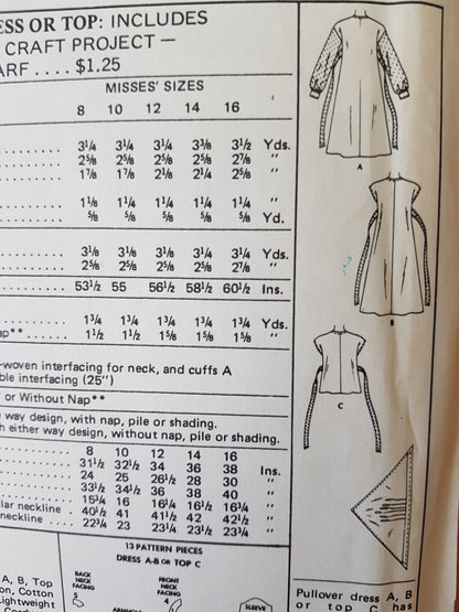 CUTE 1970s Dress or Jumper,Top and Head Scarf Pattern McCALLS 4909 Sew For Fun Pattern Bust 34 Vintage Sewing Pattern FF