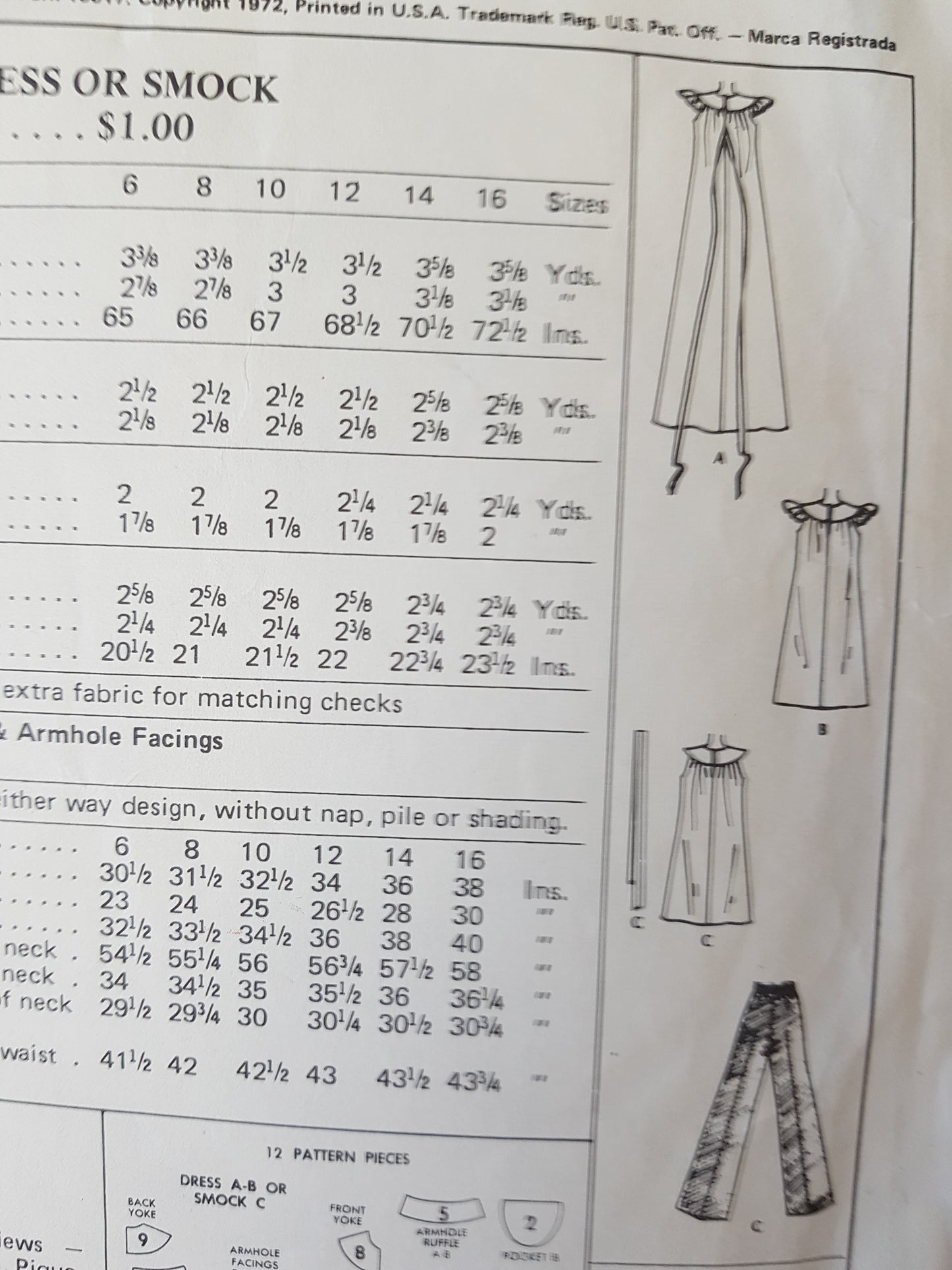 1970s PRETTY Dress or Smock Top and Pants Pattern McCALLS 3240 Maxi or Mini Dress, Top and Pants, Bust 34 Vintage Sewing Pattern