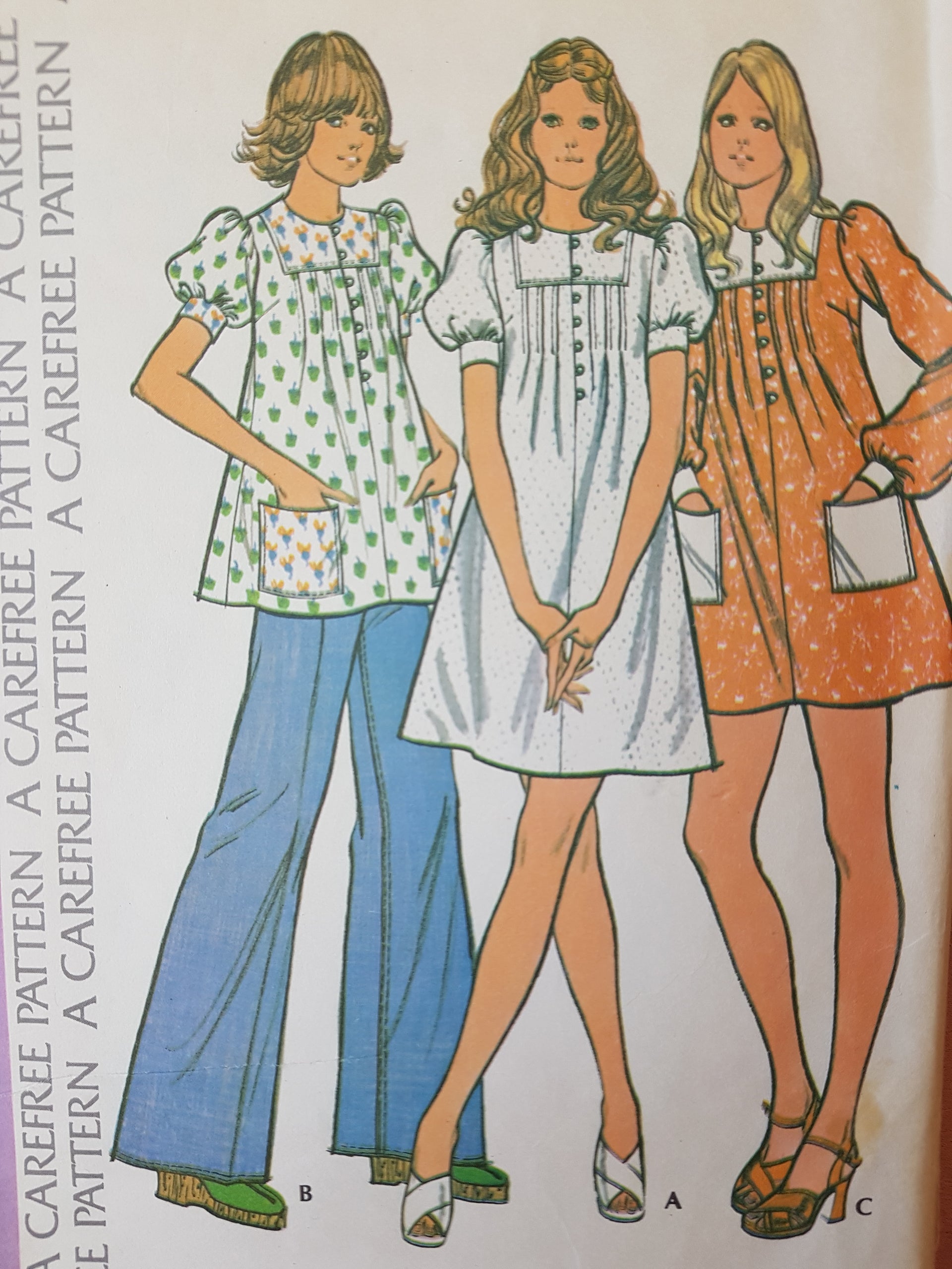 ADORABLE 70s Puff Sleeved Smock Dress or Top Pattern McCALLS 3524 Thre – So Vintage Patterns