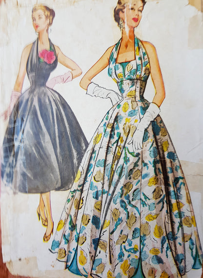 1950s GORGEOUS Evening Gown Pattern McCALLS 9662 Stunning Design, Formal  or Cocktail Party Length,Bust 32 Vintage Sewing Pattern