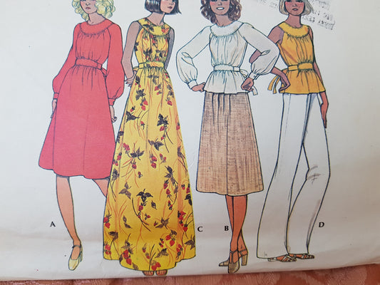 LOVELY 1970s Dress or Top Pattern McCALLS 4576 Flattering Design, Summer Sun Dress, Maxi Dress, Tunic Blouse , Bust 34 Vintage Sewing Pattern