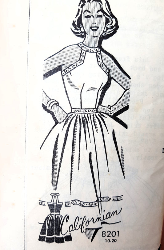 1950s BEAUTIFUL Sun Dress Pattern CALIFORNIAN PATT-O-RAMA 8201 Lovely Design Bust 34 Vintage Sewing Pattern