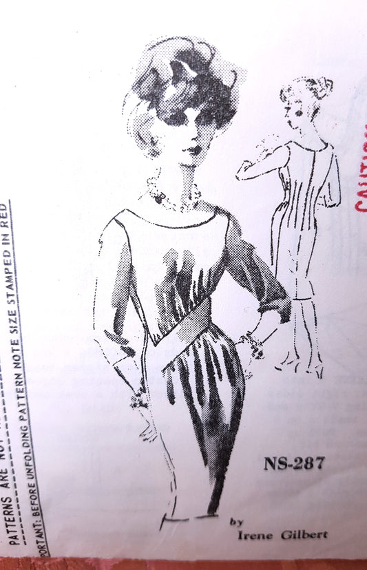 1960s STUNNING Irene Gilbert Cocktail Party Evening Dress Pattern SPADEA 287 Figure Flattering Design Bust 35 Vintage Sewing Pattern