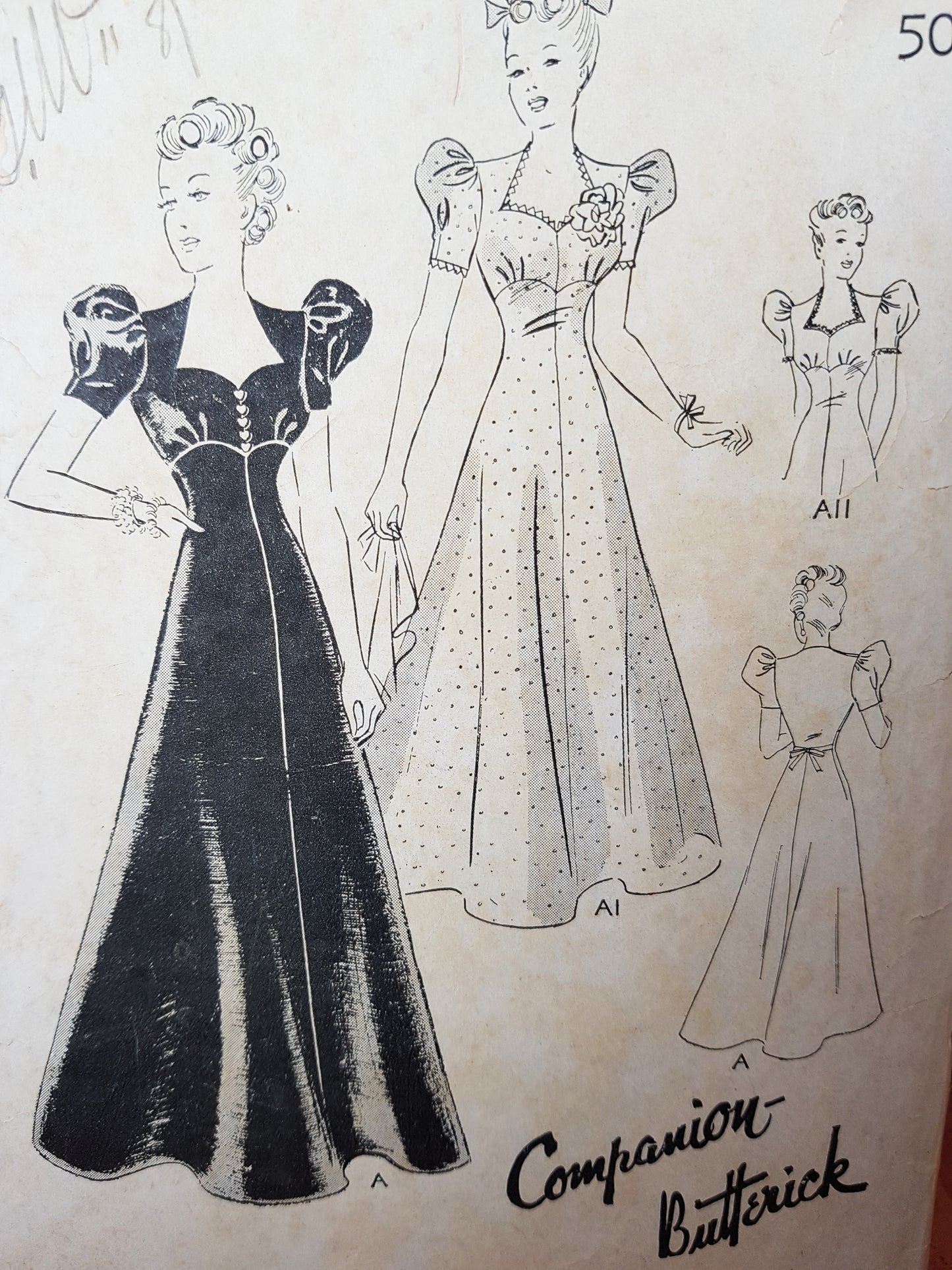 1930s BEAUTIFUL Evening Gown Pattern COMPANION-BUTTERICK 8173, Figure Flattering Sweetheart Neckline Dress,  Bias Cut Version, Bust 30,BEGINNERS Vintage Sewing Pattern