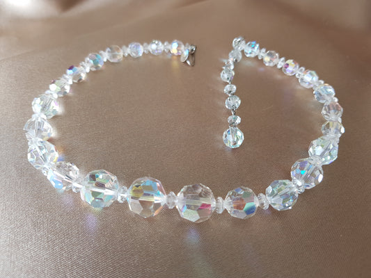 GLITTERING 50s Cut Crystal Necklace, Bridal Wedding Jewelry, Evening Wear,High Quality,Collectible Vintage Jewelry