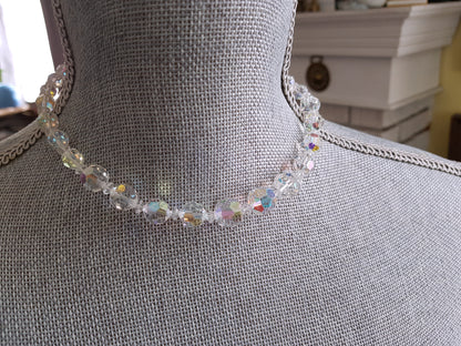 GLITTERING 50s Cut Crystal Necklace, Bridal Wedding Jewelry, Evening Wear,High Quality,Collectible Vintage Jewelry