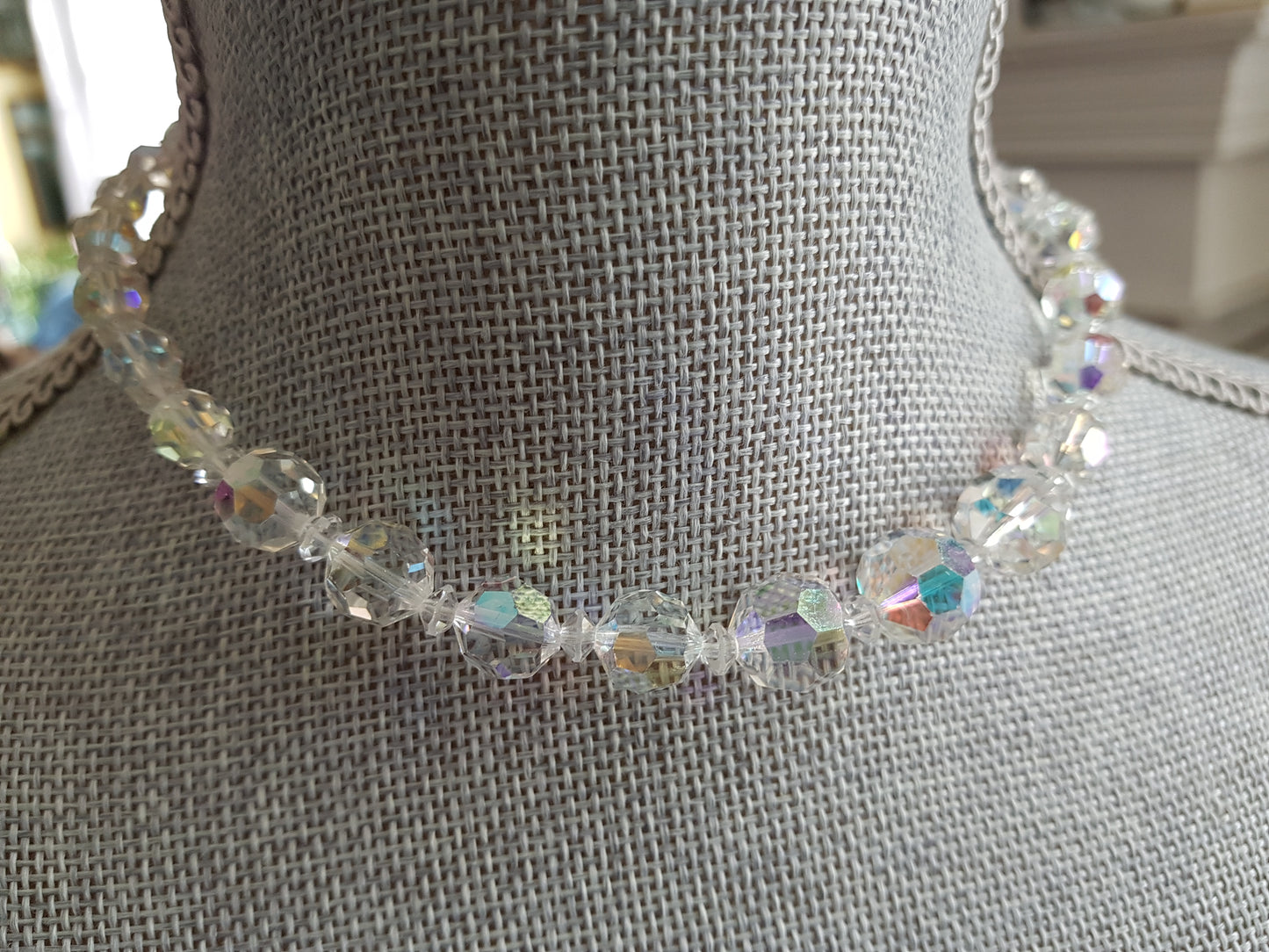 GLITTERING 50s Cut Crystal Necklace, Bridal Wedding Jewelry, Evening Wear,High Quality,Collectible Vintage Jewelry