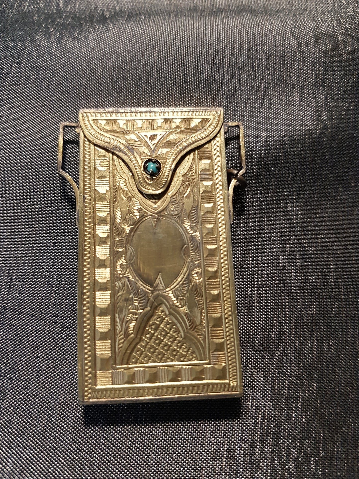 GORGEOUS Gilt Metal Antique Needle Case, Sewing Needle Casket, Hinged Lid, Lovely Engraving, Victorian Lee's Patent, Avery Style Needle Cases