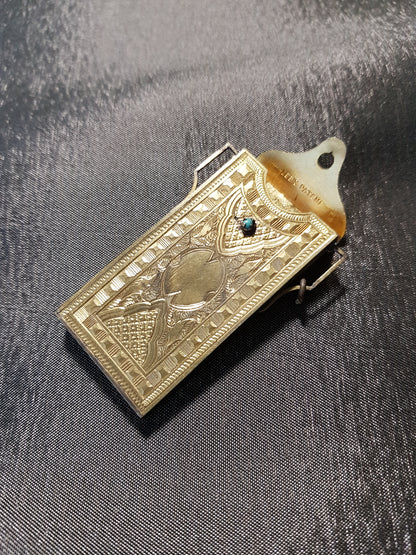 GORGEOUS Gilt Metal Antique Needle Case, Sewing Needle Casket, Hinged Lid, Lovely Engraving, Victorian Lee's Patent, Avery Style Needle Cases