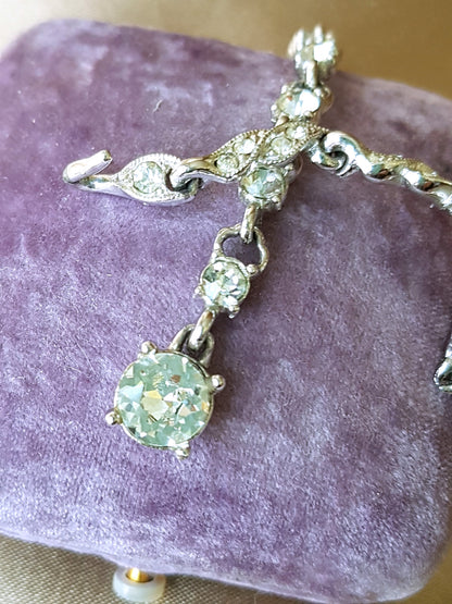 GORGEOUS Bogoff Signed Necklace, Quality Made Clear Rhinestones, Lovely Design, Day Evening or Bridal necklace, Vintage 1950s Jewelry